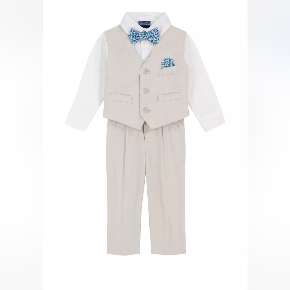Nautica Baby Boys Natural Linen Look Vest Set - 12M